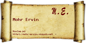 Mohr Ervin névjegykártya